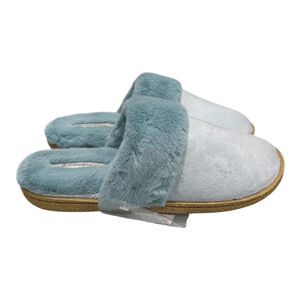 Shambhala Juliana Slippers Womens Size 5.5 Blue Faux Fur Mule House Shoes Cozy